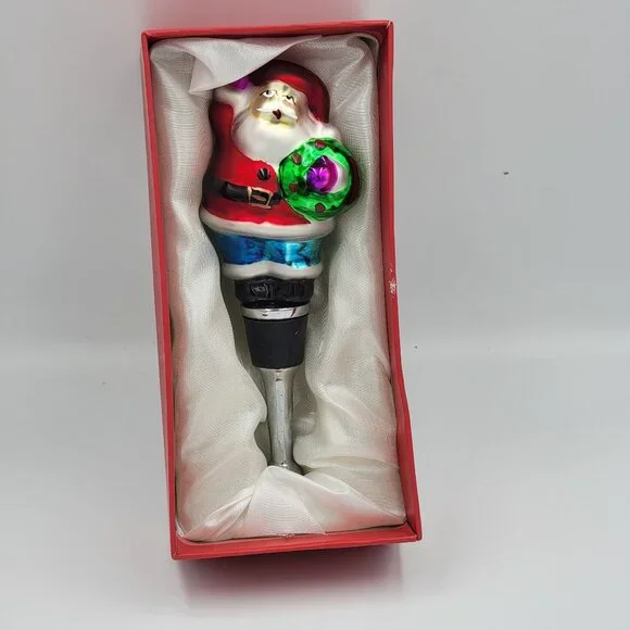 Hand-Blown glass  Santa Claus Wine Bottle Stopper With Gift Box - Picture 6 of 7